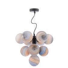 VINE 10 Light Pendant | Satin Black & Planet Glass (10cm)