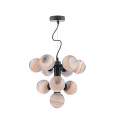 VINE 10 Light Pendant | Satin Black & Planet Glass (8cm)