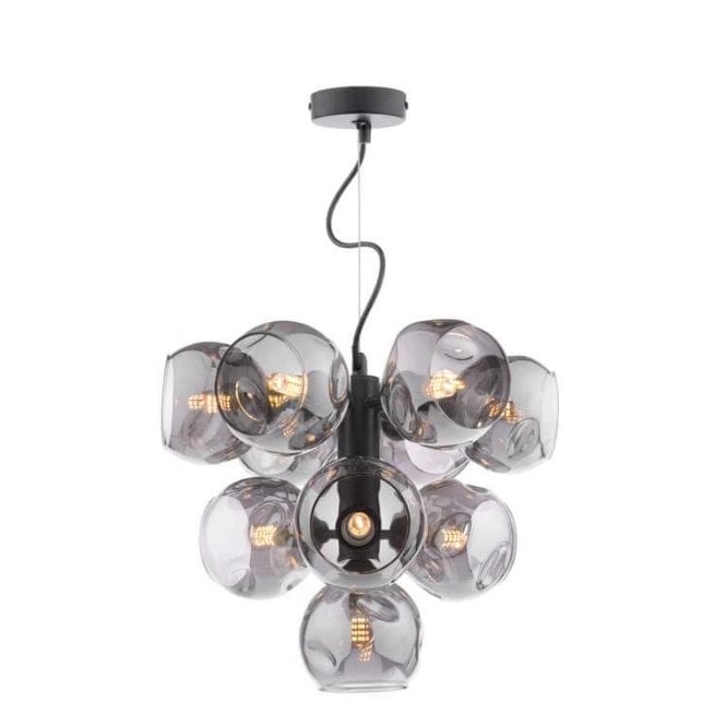 VINE 10 Light Pendant | Satin Black & Smoked Organic Glass