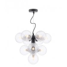 VINE 10 Light Pendant | Satin Black & Twisted Closed Glass