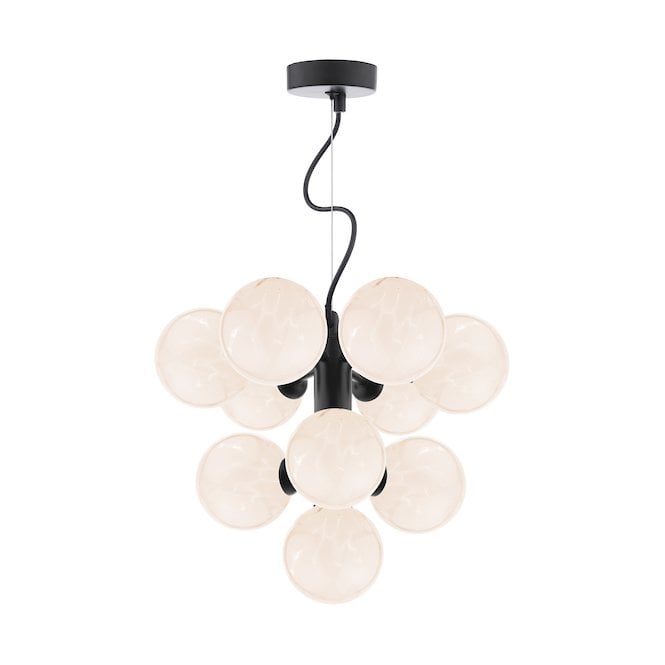 VINE 10 Light Pendant | Satin Black & White Confetti Glass