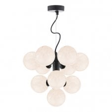 VINE 10 Light Pendant | Satin Black & White Confetti Glass