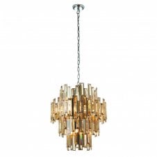 champagne crystal and chrome chandelier