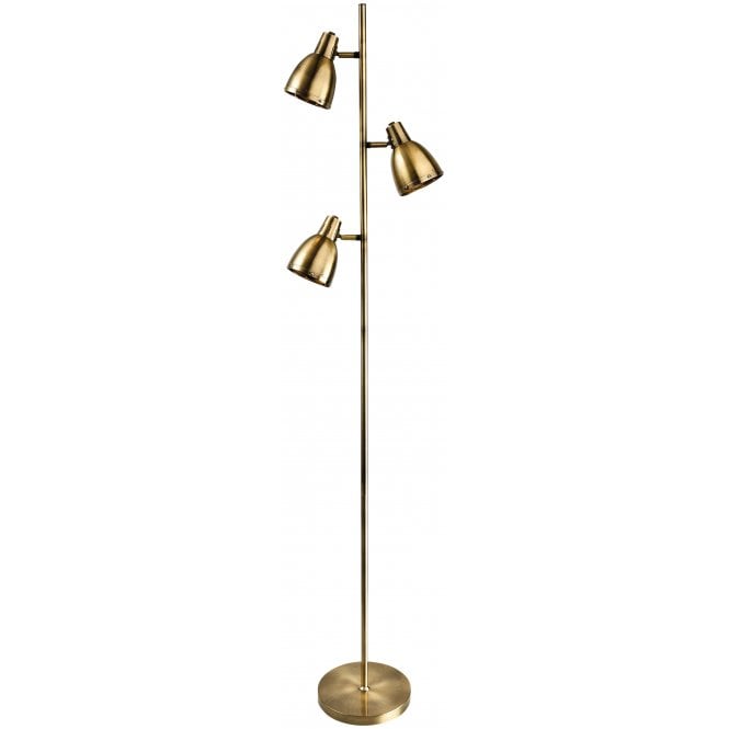 VOGUE 3 light retro floor lamp in antique brass finish