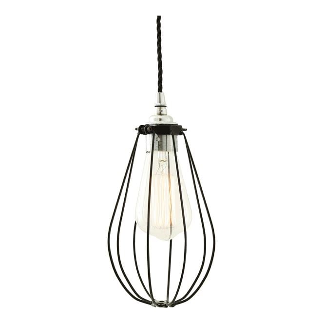 VOX Vintage Cage Pendant Light in Powder Coated Black
