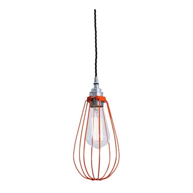 VOX Vintage Cage Pendant Light in Powder Coated Orange