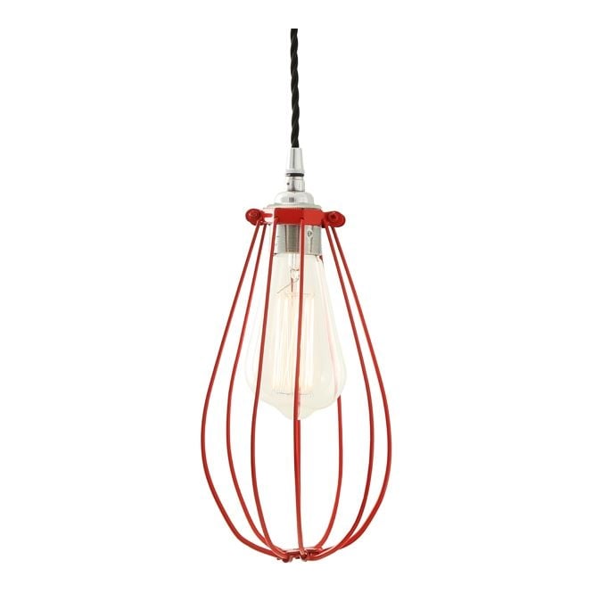 VOX Vintage Cage Pendant Light in Powder Coated Red