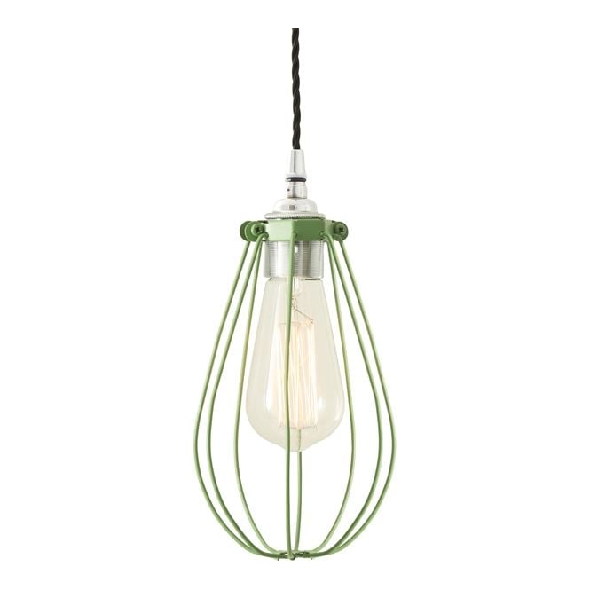 VOX Vintage Cage Pendant Light in Powder Coated Sage Green