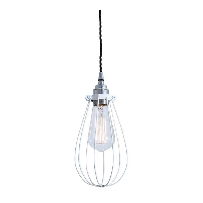VOX Vintage Cage Pendant Light in Powder Coated White