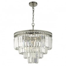 Classic Style Tiered Satin Nickel and Crystal Ceiling Pendant