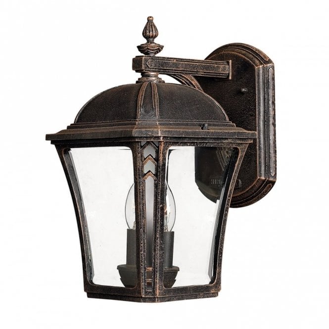 WABASH period style exterior wall lantern in distressed mocha finish (medium)