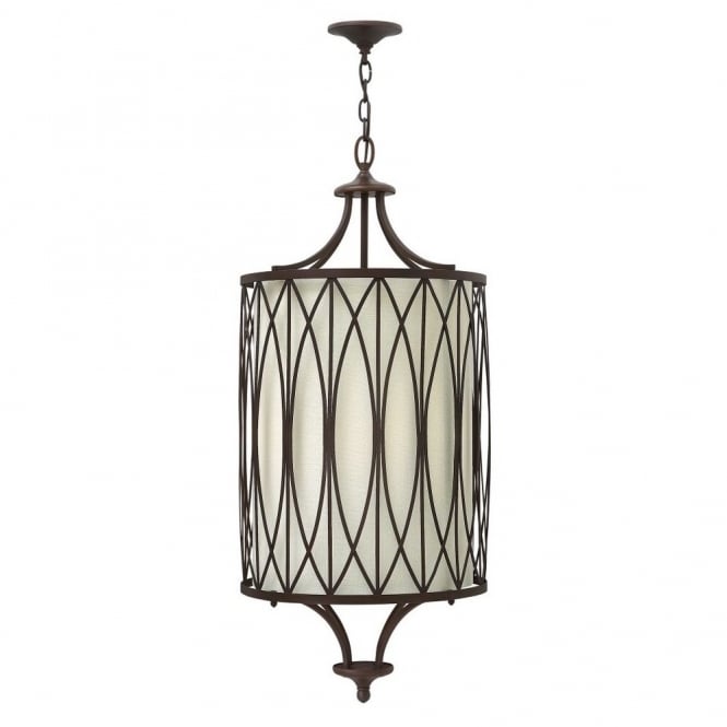 WALDEN elegant rustic 4lt ceiling pendant in Victorian bronze with inner shade