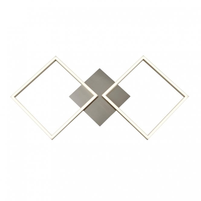 WALL Art 2 Light Satin Silver Square Led Wall Flush Fitting