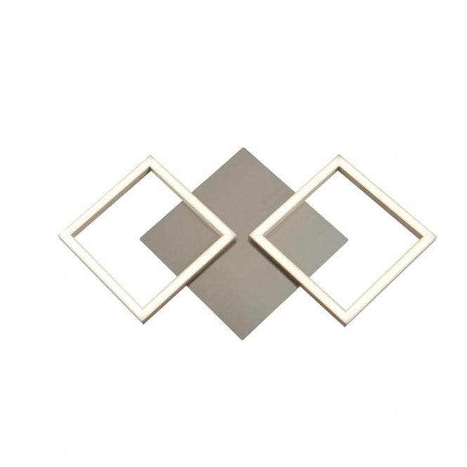 WALL ART 2 Light Square Led Wall Flush Fitting Satin Silver