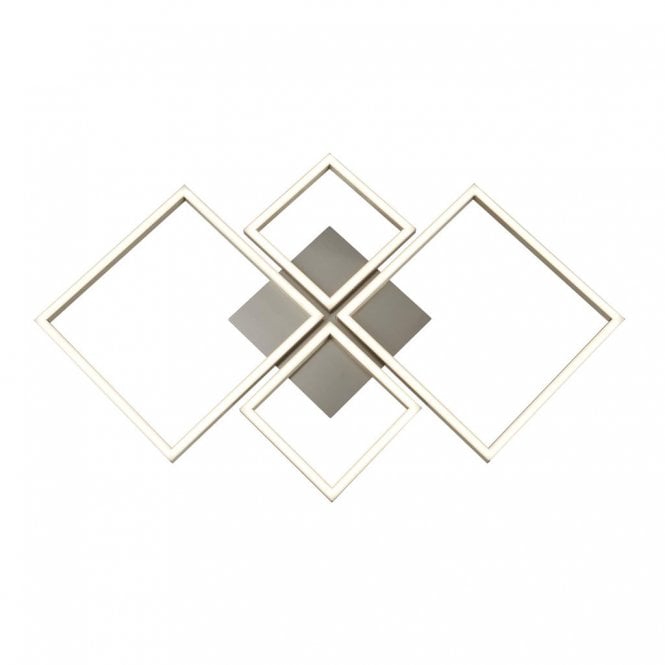 WALL Art 4 Light Square Led Wall Flush Fitting Satin Silver