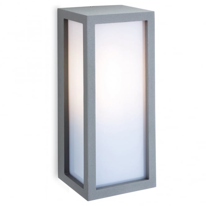 WARWICK box wall light with opal diffuser in silver finish