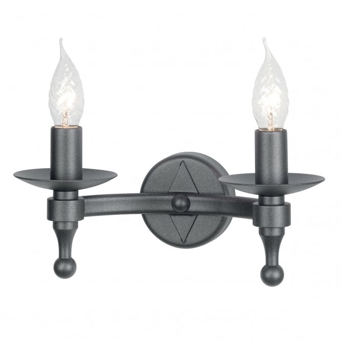 WARWICK Medieval black wrought iron double wall light