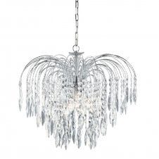WATERFALL chrome & crystal cascading chandelier