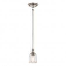 Small hanging light with glass shades Antique style pewter.