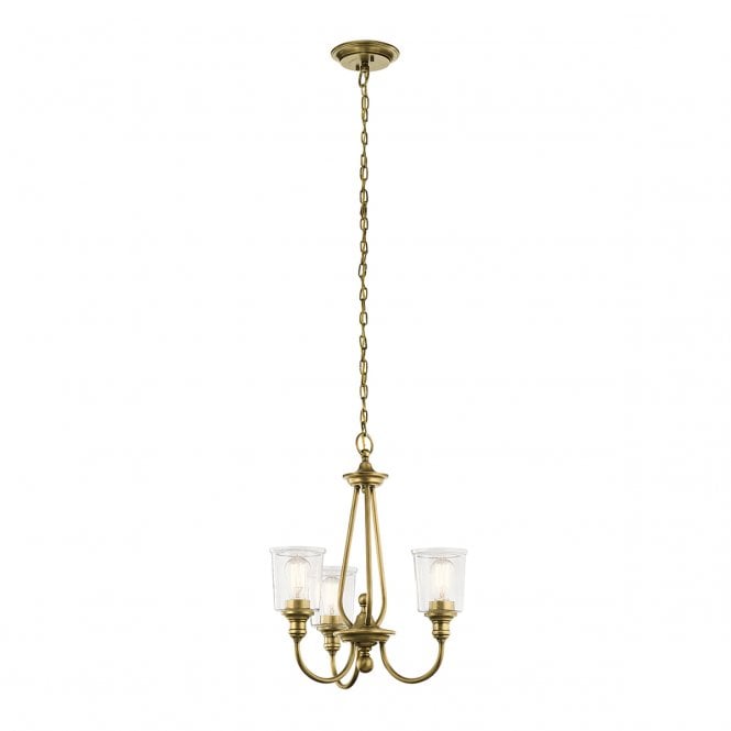 WAVERLY 3 Light Chandelier - Natural Brass