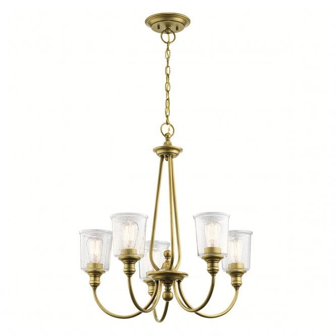 WAVERLY 5 Light Chandelier - Natural Brass