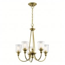 5 Light Chandelier - Natural Brass