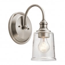 Wall Light Pewter Heritage Glass Shade 