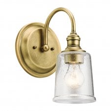 Wall Light Brass Heritage Glass Shade 