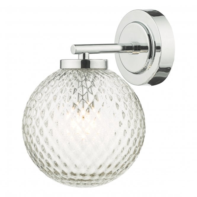 WAYNE Polished Chrome Bathroom Wall - Glass Shade IP44