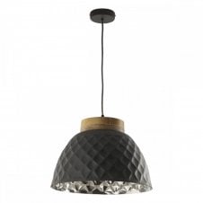 WAZIR dark grey and mango wood textured ceiling pendant