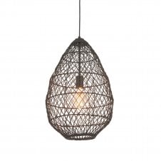 WEAVE Ceiling Pendant Black Rattan & Matt Black Accents