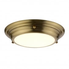 WELLAND mini flush LED ceiling light in aged brass