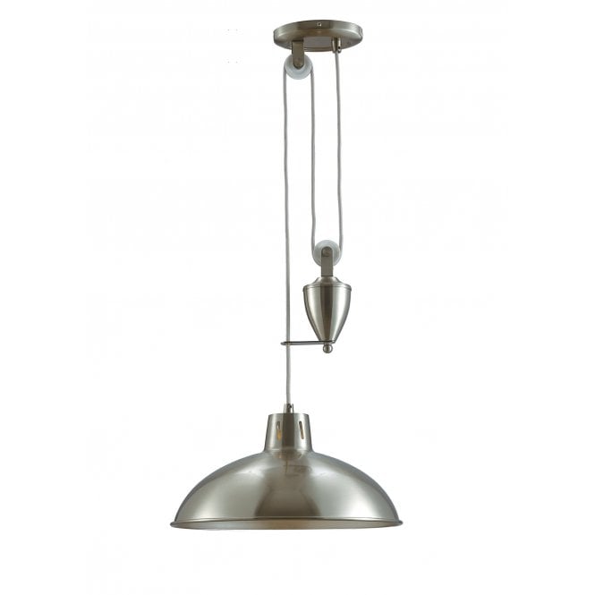 WELLINGTON Rise and Fall Ceiling Pendant Light Satin Nickel