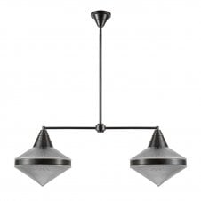 Willard 2 Light Linear Pendant - Urban Bronze With Prismatic Glass Shades