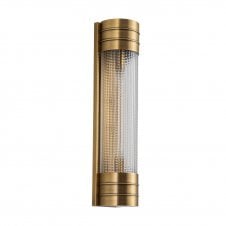 Willard 2 Light Linear Wall Light - Vintage Brass With Prismatic Glass Shade