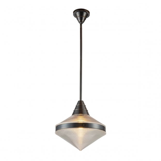 Willard Pendant Light - Urban Bronze With Prismatic Glass Shade