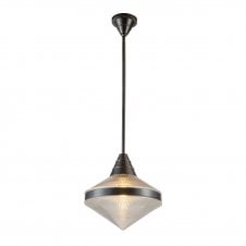 Willard Pendant Light - Urban Bronze With Prismatic Glass Shade