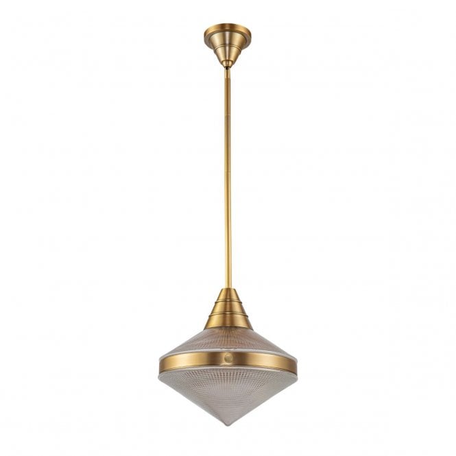 Willard Pendant Light - Vintage Brass With Prismatic Glass Shade