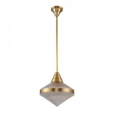 Willard Pendant Light - Vintage Brass With Prismatic Glass Shade