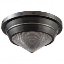 Willard Small Flush Ceiling Light - Urban Bronze With Prismatic Glass Shade