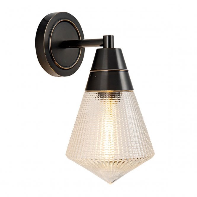 Willard Wall Light - Urban Bronze With Prismatic Glass Shade