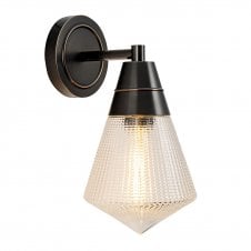 Willard Wall Light - Urban Bronze With Prismatic Glass Shade