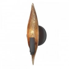 WILLOW 1 Light Wall Light in Black with Gold Accents
