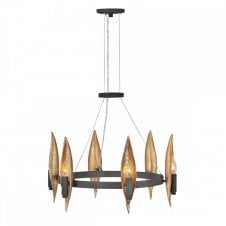 WILLOW 6 Light Chandelier in Black with Gold Finish