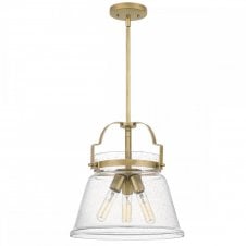 WIMBERLEY 3 Light Ceiling Pendant in Brass with Clear Seeded Glass