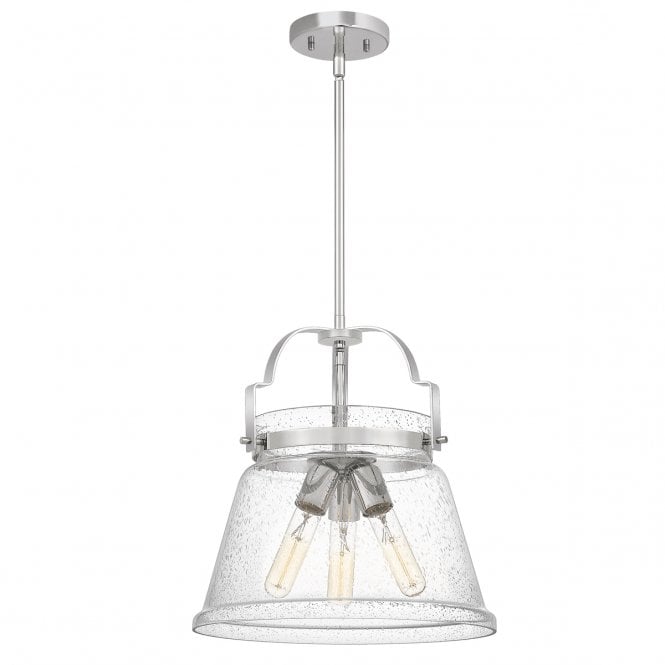 WIMBERLEY 3 Light Ceiling Pendant in Chrome with Clear Seeded Glass