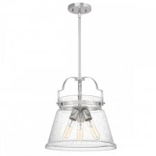 WIMBERLEY 3 Light Ceiling Pendant in Chrome with Clear Seeded Glass