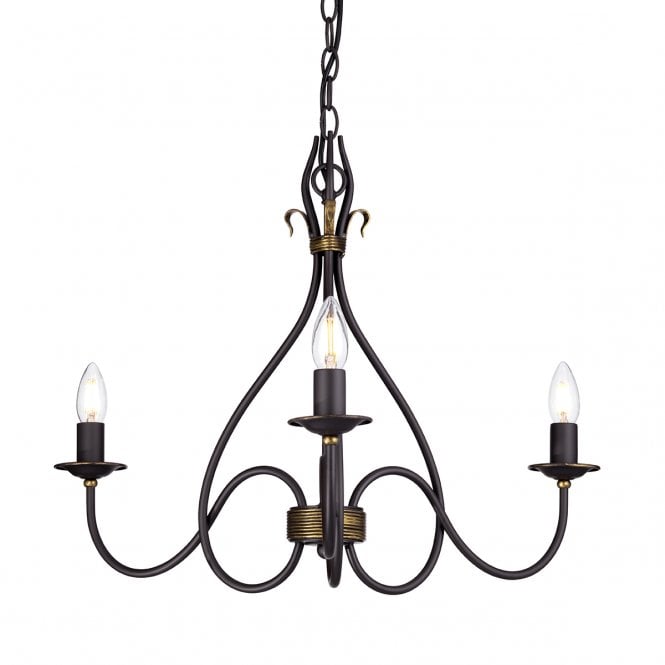 WINDERMERE Traditional Scrolled 3 Light Ceiling Fitting Gold Patina