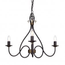 Traditional Scrolled 3 Light Ceiling Fitting Gold Patina
