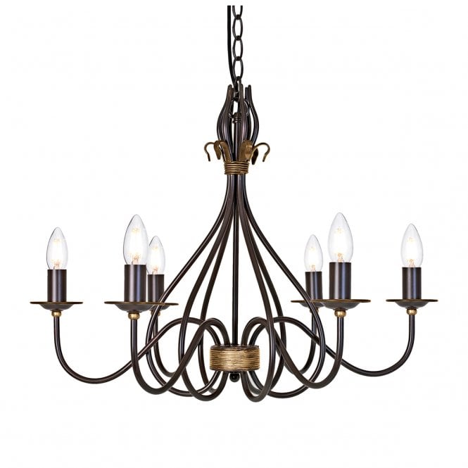 WINDERMERE Traditional Scrolled 6 Light Ceiling Fitting Gold Patina